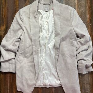 H & M Women’s Light Beige Gathered-Sleeve Jacket